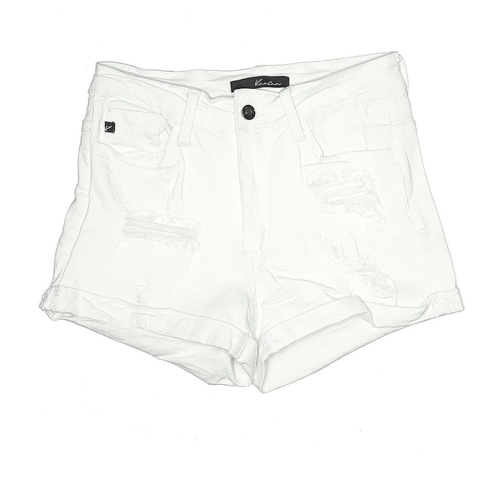 Kancan white cuffed distressed shorts